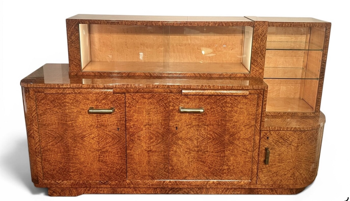 Dressoir vitrine Art Deco moderniste, France circa 1925